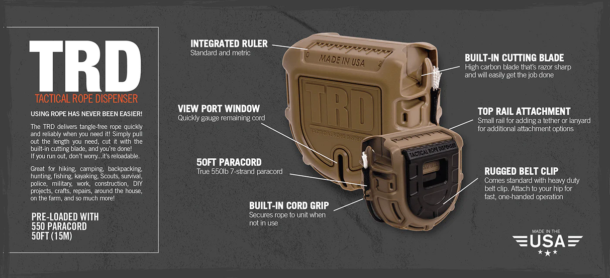 Atwood Rope MFG - TRD Taktisk Reb Dispenser 15 m // Sand fra Atwood Rope MFG - billede nr. 2 hos GrejFreak.dk