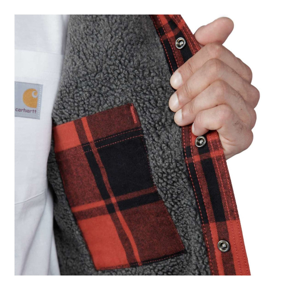 Carhartt - Flannel Sherpa-Lined Skjorte // Rød Okker fra Carhartt - billede nr. 5 hos GrejFreak.dk