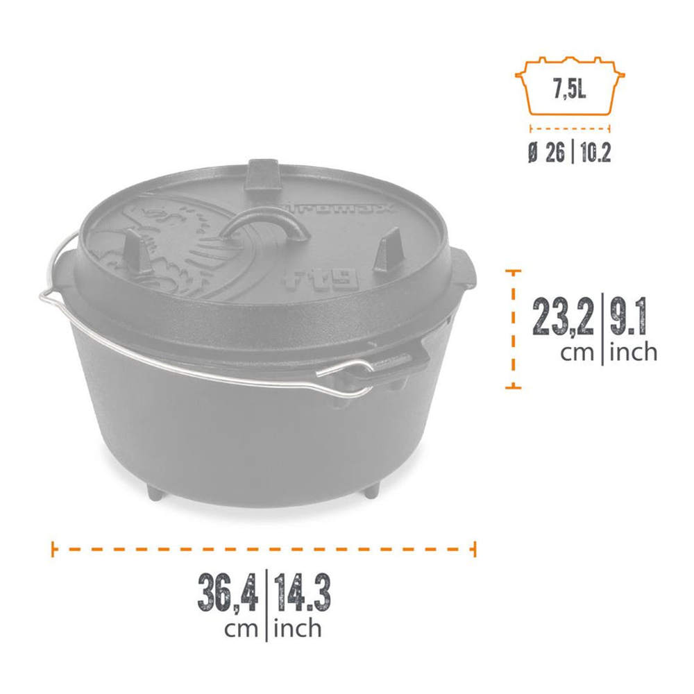 Petromax - Dutch Oven ft9 Støbejernsgryde 7,5L fra Petromax - billede nr. 2 hos GrejFreak.dk