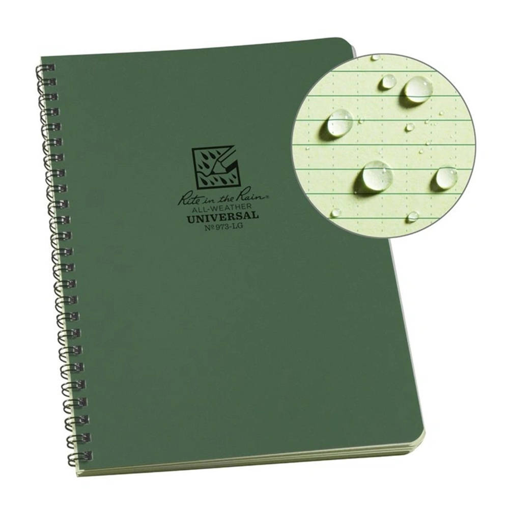 Rite In The Rain - Side Spiral Notebook Olivengrøn 22 x 16,8 cm fra Rite in the Rain - billede nr. 1 hos GrejFreak.dk