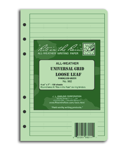 Rite In The Rain - Standard Loose Leaf // Sand fra Rite in the Rain - billede nr. 1 hos GrejFreak.dk