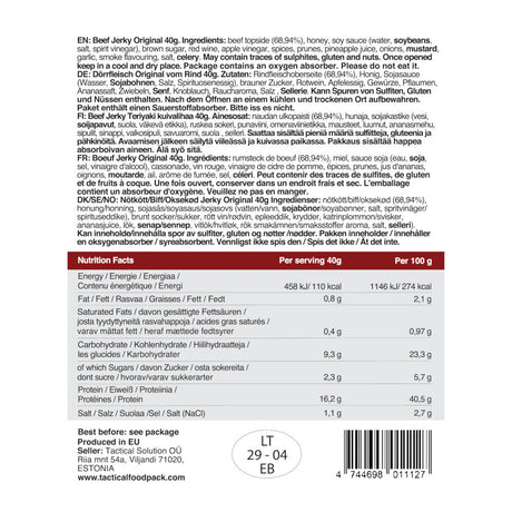 Tactical Foodpack - Original Beef Jerky, 110 kcal fra Tactical Foodpack - billede nr. 2 hos GrejFreak.dk
