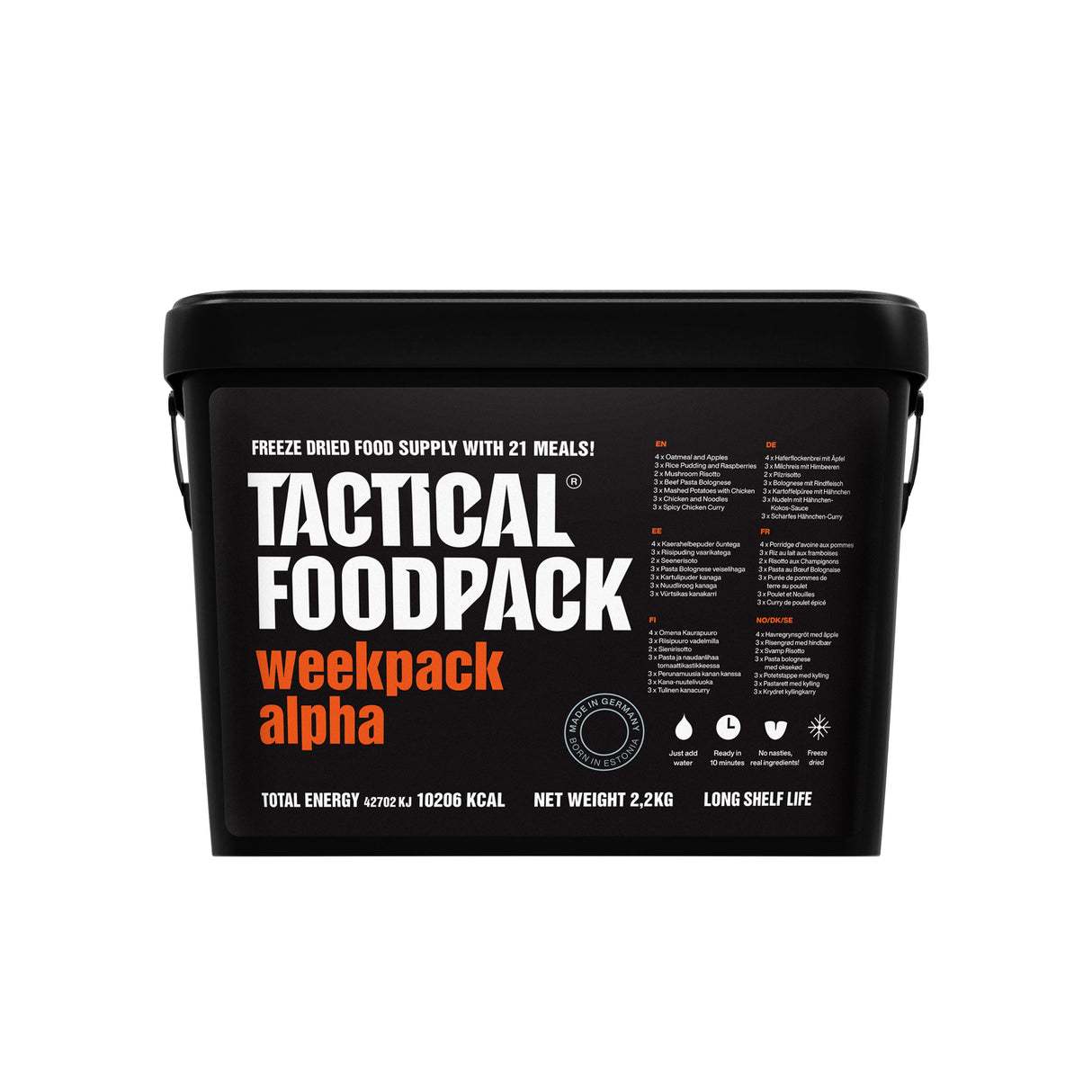 Tactical Foodpack - Weekpack Alpha Feltration, 21 måltider, 10.206 Kcal fra Tactical Foodpack - billede nr. 1 hos GrejFreak.dk