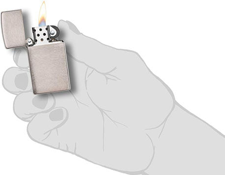 Zippo - Slim Brushed Chrome Lighter fra Zippo - billede nr. 4 hos GrejFreak.dk