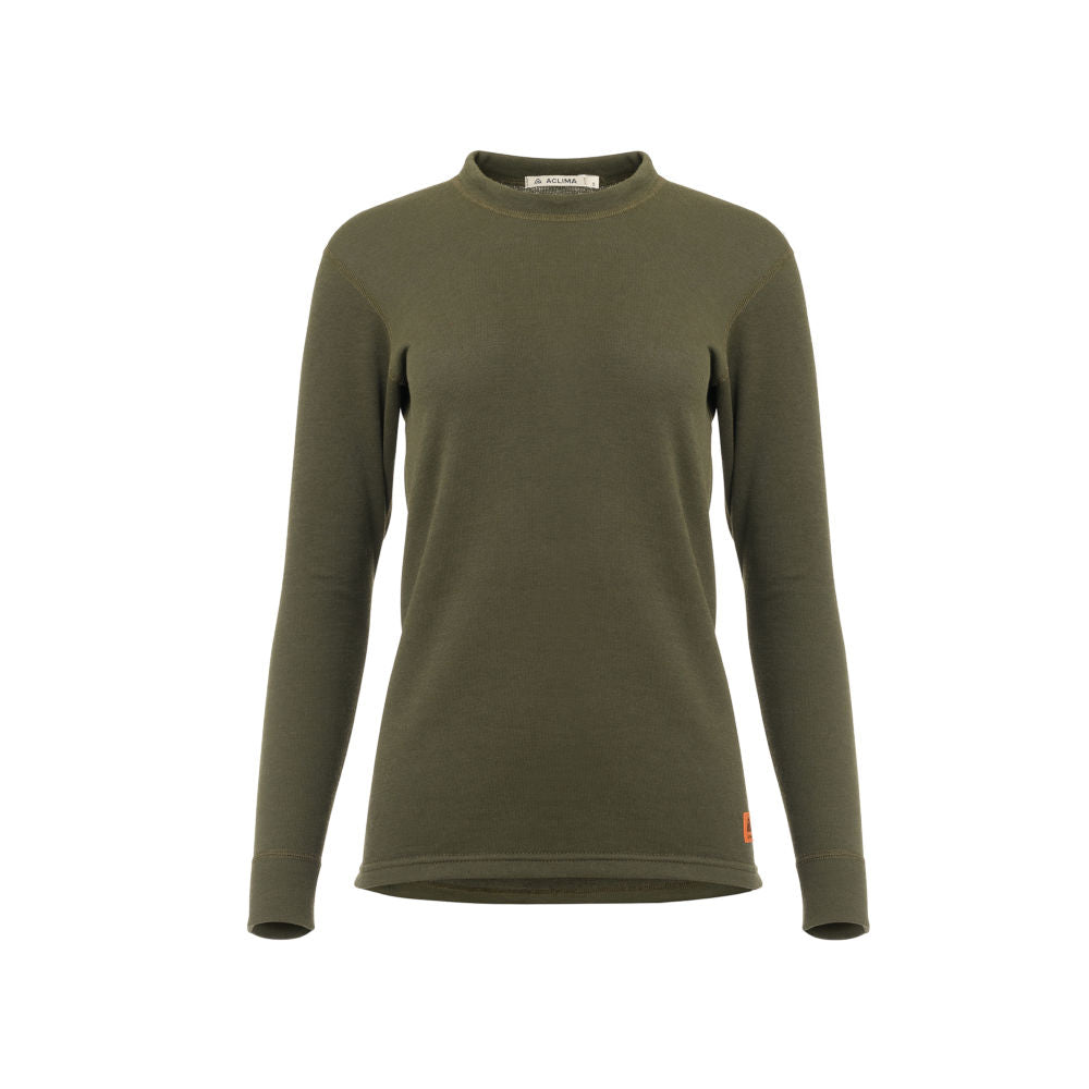 Aclima - Wollfrottee, 220 g, Damen-Rundhalsausschnitt // Olivgrün-Pullover - Damen-Aclima-GearFreak.de-1