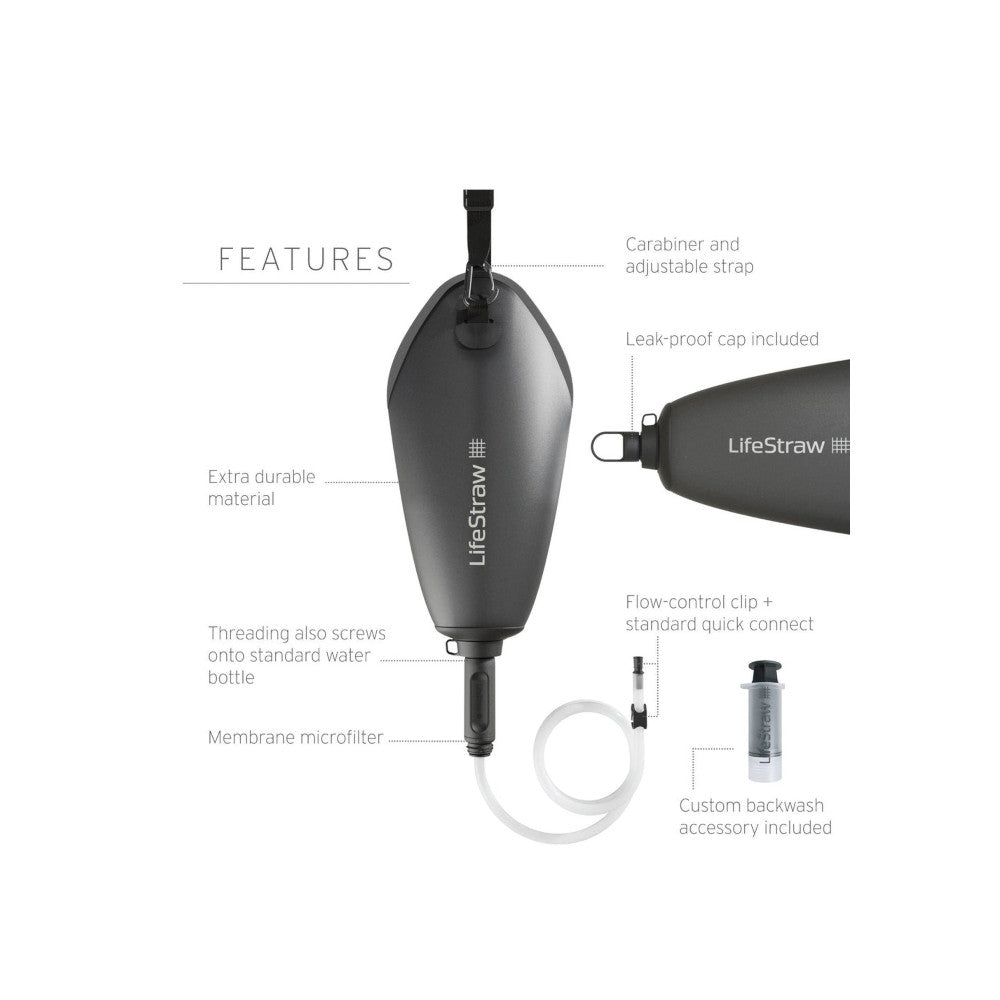 LifeStraw - Peak Compact Schwerkraft-Wasserfiltersystem 3L // Grau / Dunkelgrau