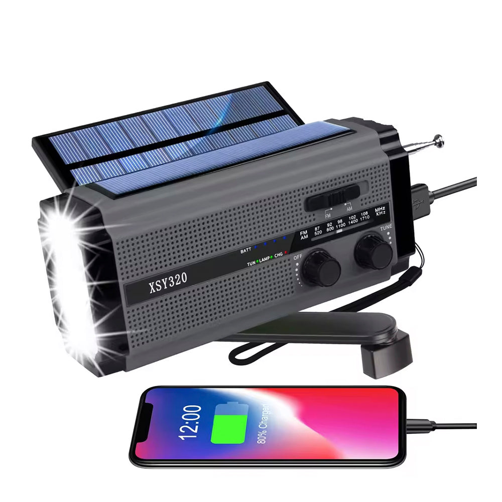 Sunny Hiker - Notfallradio mit Powerbank 5.000 mAh (Kann 3xAAA Batterien verwenden) // Schwarz