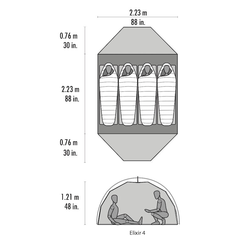 MSR - Elixir V2 4-Personen- Zelt inkl. Fußabdruck // Grün