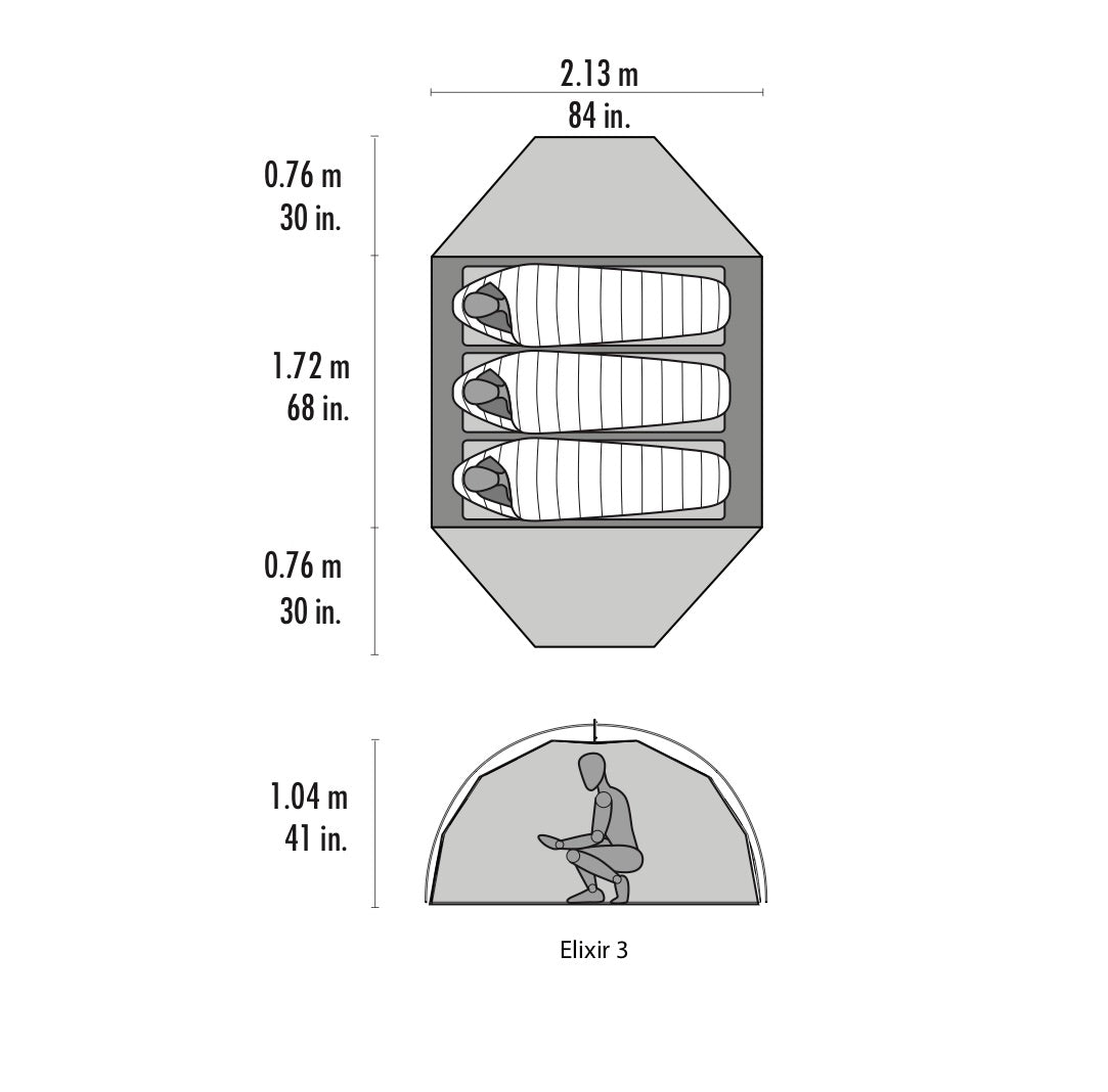 MSR - Elixir V2 3-Personen-Zelt inkl. Fußabdruck // Grau