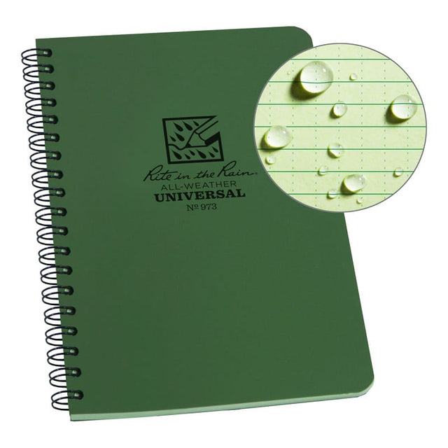 Rite in The Rain - Side Spiral Notebook 11,8 x 17,8 cm // Olivengrøn fra Rite in the Rain - billede nr. 1 hos GrejFreak.dk