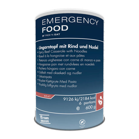 Trek'n Eat - Emergency Food Gullash Med Oksekød Og Nudler, 6 Portioner, 600g (15 års holdbarhed) fra Trek'n Eat - billede nr. 1 hos GrejFreak.dk
