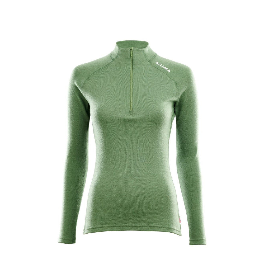 Aclima - Warmwool Mock Neck mit Reißverschluss Damen // Hellgrün-Pullover - Damen-Aclima-GearFreak.de-1