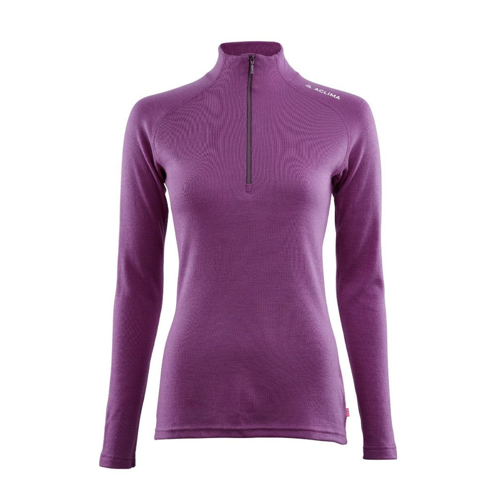 Aclima - Warmwool Mock Neck mit Reißverschluss Damen // Lila-Pullover - Damen-Aclima-GearFreak.de-1