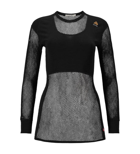 Aclima - Woolnet 120g Rundhalsausschnitt Frau // Schwarz-Unterwäsche - Damen-Aclima-GearFreak.de-1