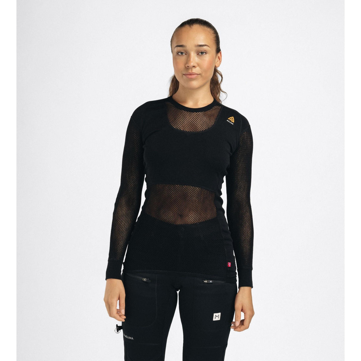 Aclima - Woolnet 120g Rundhalsausschnitt Frau // Schwarz-Unterwäsche - Damen-Aclima-GearFreak.de-7
