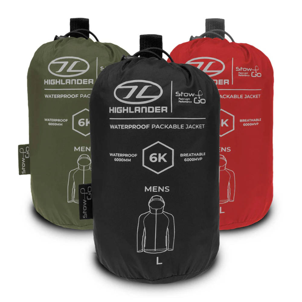Highlander - Stow & Go Wasserdichte Regenjacke für Herren // Schwarz-Regenbekleidung - Herren-Highlander-GearFreak.de-3