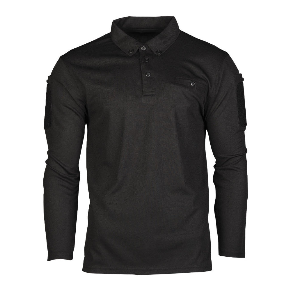 Mil-Tec - Herren Tactical Quickdry Langarm-Polo // Schwarz-Pullover - Herren-Mil-Tec-GearFreak.de-1